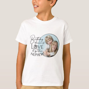 Kalligrafi Anpassad Foto Födelsedag För Brorson T Shirt