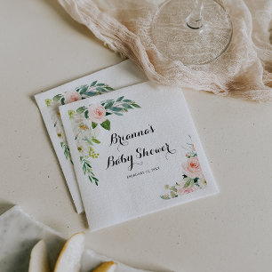 Kalligrafi av babykläder med enkel Blommigt Grön Pappersservett