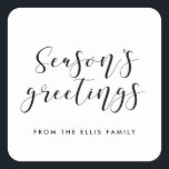 Kalligrafi av Eleganten Greetings Fyrkantigt Klistermärke<br><div class="desc">En modern typografi och elegant för den här anpassningsbara helgdag.</div>