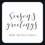 Kalligrafi av Eleganten Greetings Fyrkantigt Klistermärke<br><div class="desc">En modern typografi och elegant för den här anpassningsbara helgdag.</div>