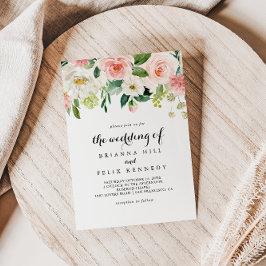 Kalligrafi av Grönt med enkel Blommigt Bröllop i Inbjudningar