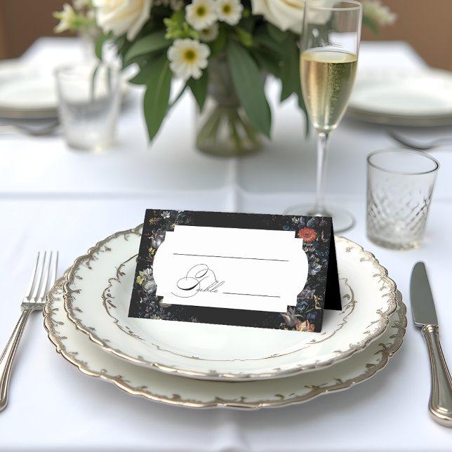 Kalligrafi av konsthvart Blommigt Placeringskort (Skapare uppladdad)