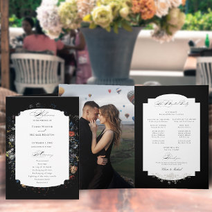 Kalligrafi av konsthvart Blommigt Program