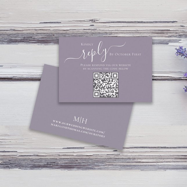 Kalligrafi av Lilac QR-Bröllop OSA Tilläggskort (Skapare uppladdad)