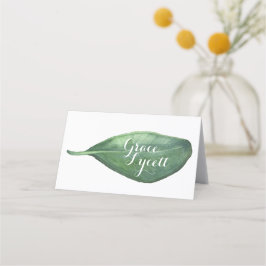 Kalligrafi av Löv i botaniskt vattenfärg Placeringskort