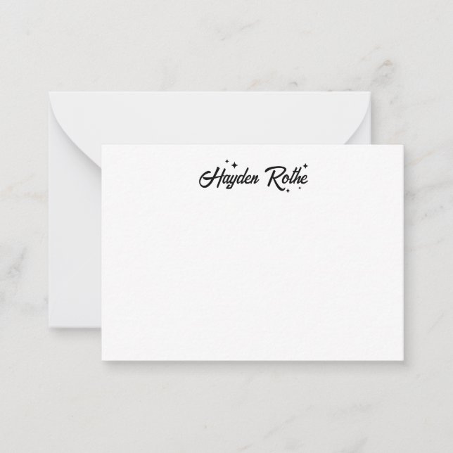 Kalligrafi av vit och svart Retro Anteckningskort (Framsida)