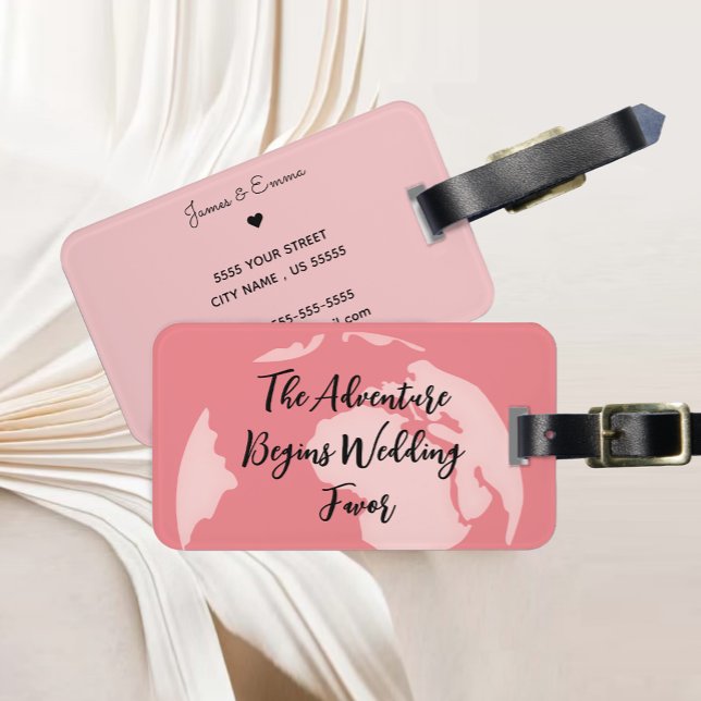 Kalligrafi Äventyret Börjar Bröllopsgåva  Bagagebricka (The Adventure Begins Wedding Favor Luggage Tag)
