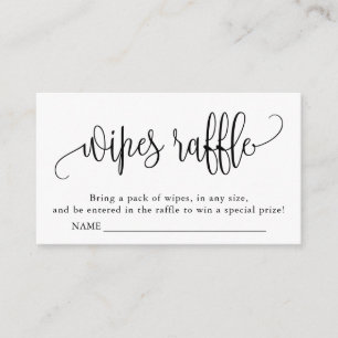 Kalligrafi Baby Shower Wipes Raffle Black White Tilläggskort