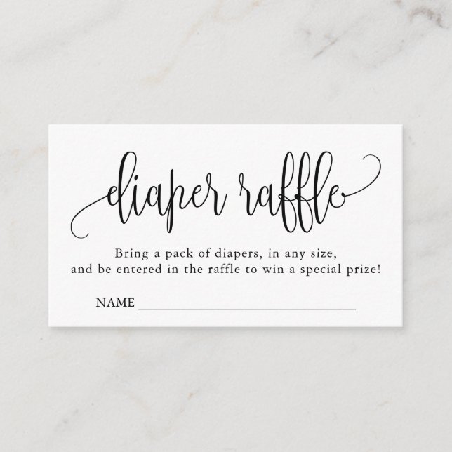 Kalligrafi Babyskor Förkläde Raffle Tilläggskort (Framsida)