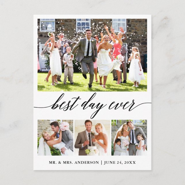 Kalligrafi, bästa dagen någonsin 4-foto-Tack Vykort (Framsida)