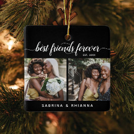 Kalligrafi Bästa Vänner För Evigt 4 Fotokollage Julgransprydnad Keramik