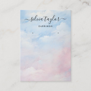 Kalligrafi Blå himmel Clouds Earring Visning Card Visitkort