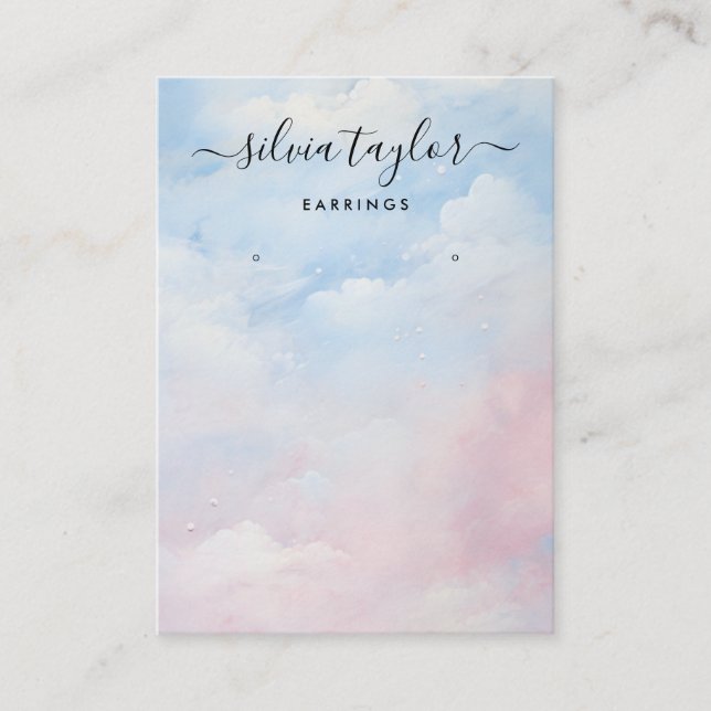 Kalligrafi Blå himmel Clouds Earring Visning Card Visitkort (Framsida)