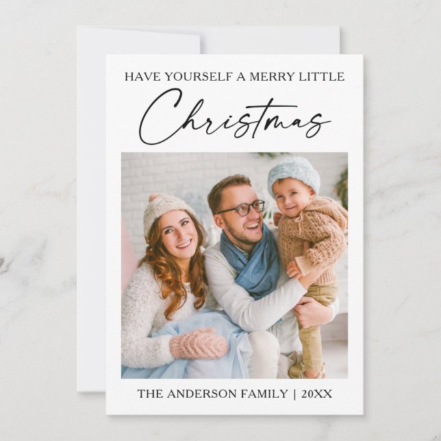 Kalligrafi Bläck Pen - minimalistisk fotopul Julkort (Framsida)