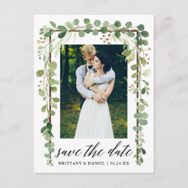 Kalligrafi Botanisk Spara Datum Träram Meddelande Vykort