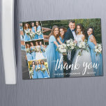 Kalligrafi - Bridesmaid Tack Magnet Card<br><div class="desc">Modern Elegant Calligraphy Script Bröllop 4 Photo Collage Tack för att vara mitt Bridesmaid Magnetic Card</div>