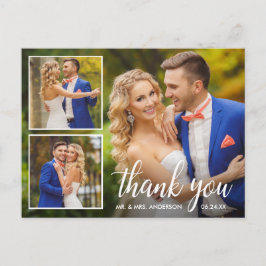 Kalligrafi Bröllop 3 Foto Collage Tack Vykort