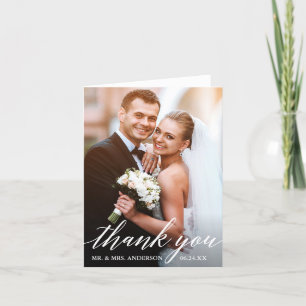 Kalligrafi Bröllop Bride and Groom Photo Note Tack Kort