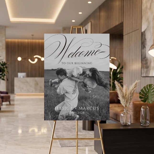Kalligrafi Bröllops Välkomstskylt Poster med Foto (Skapare uppladdad)