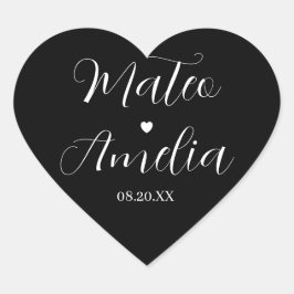 Kalligrafi Brud och Brudgum Namn på Hjärta Klister Hjärtformat Klistermärke