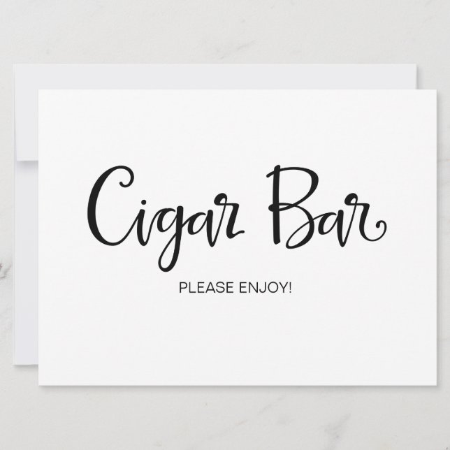 Kalligrafi | "Cigar Bar" Bröllpsskylt Inbjudningar (Framsida)