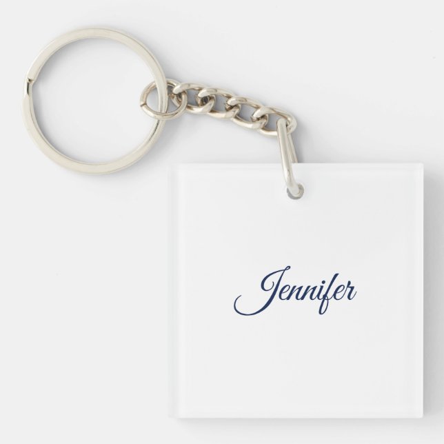 Kalligrafi Elegant Blå Vit Enkel Namn (Framsidan)
