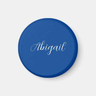 Kalligrafi Elegant Blå Vit Enkel Namn Magnet