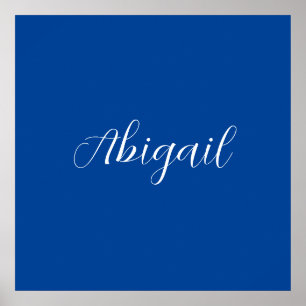 Kalligrafi Elegant Blå Vit Enkel Namn Poster