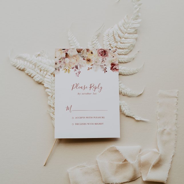 Kalligrafi Elegant Blommig RSVP OSA Kort (Skapare uppladdad)