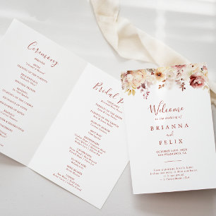 Kalligrafi Elegant Blommig Vikter Bröllop Program