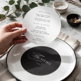 Kalligrafi Elegant Cirkel Svart Bröllopsmeny Meny
