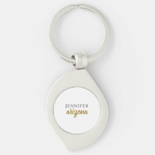 Kalligrafi Elegant Enkel Lägg Till Eget Namn Swirl Silverfärgad Nyckelring