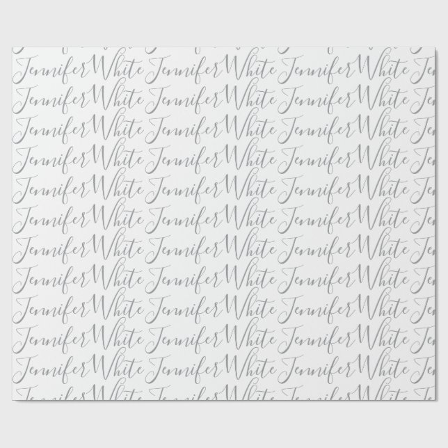 Kalligrafi Elegant Fet Retro Grå Vit Namn Presentpapper (Platt)