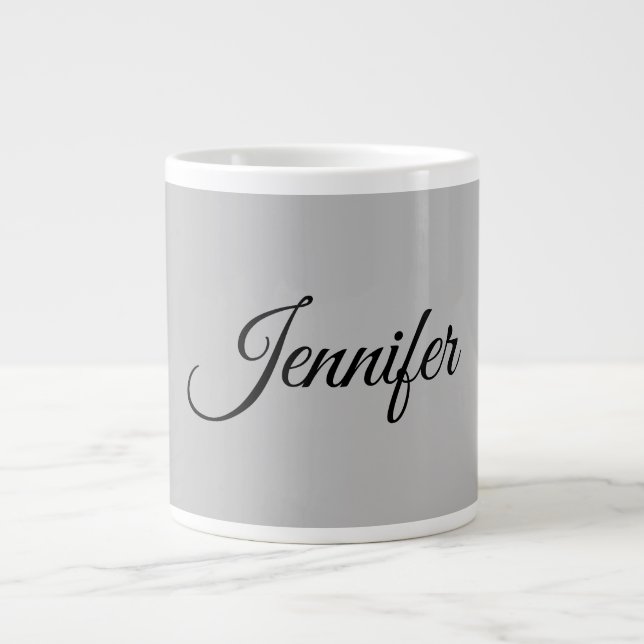 Kalligrafi Elegant fet Retro Grått Jumbo Mugg (Framsidan)