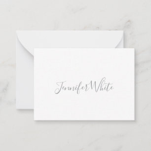 Kalligrafi Elegant fet Retro Grått White Namn Anteckningskort
