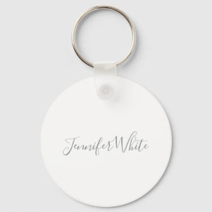 Kalligrafi Elegant fet Retro Grått White Namn Nyckelring