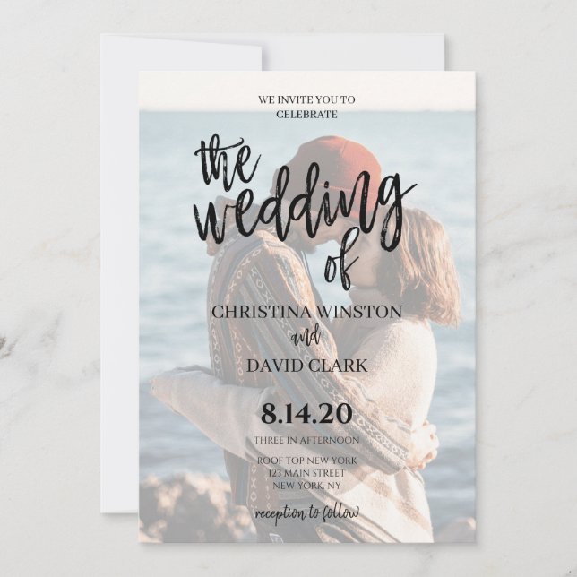 Kalligrafi, Elegant Foto Bröllop av Inbjudningar (Framsida)