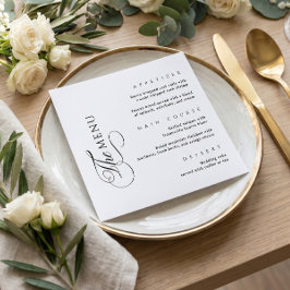 Kalligrafi Elegant Fyrkantig Bröllopsmeny Meny