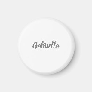 Kalligrafi Elegant Grå Vit Enkel Namn Magnet