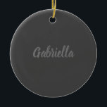 Kalligrafi Elegant Grått Plain Simple Namn Julgransprydnad Keramik<br><div class="desc">Tittar du för en vacker kalligrafi med en estetisk handstil? Den här enkla,  öga-fångstdesignen är till för dig. Den här produkten imponerar omedelbart på dem som ser den. Bran och den smakfulla utformningen återspeglar omedelbart kvaliteten på ditt förhållande och din familj.</div>