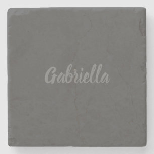 Kalligrafi Elegant Grått Plain Simple Namn Stenunderlägg