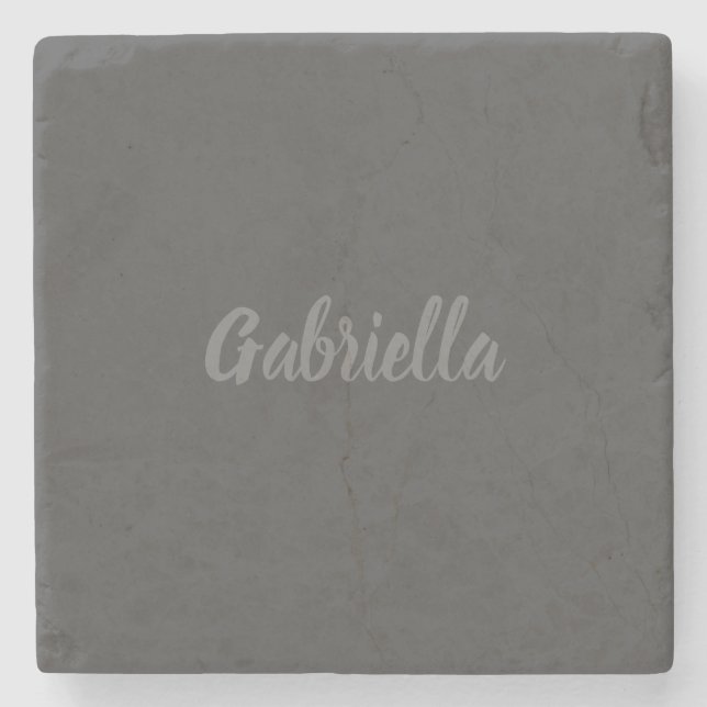 Kalligrafi Elegant Grått Plain Simple Namn Stenunderlägg (Framsidan)