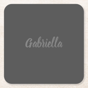 Kalligrafi Elegant Grått Plain Simple Namn Underlägg Papper Kvadrat