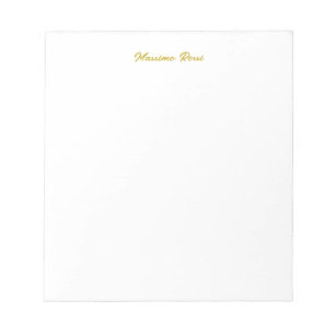 Kalligrafi Elegant Guld Vit Enkel Namn Anteckningsblock