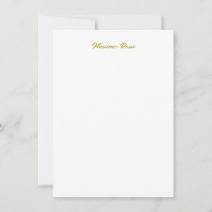 Kalligrafi Elegant Guld Vit Enkel Namn Anteckningskort