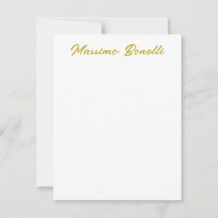 Kalligrafi Elegant Guld Vit Enkel Namn Anteckningskort