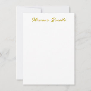 Kalligrafi Elegant Guld Vit Enkel Namn Anteckningskort