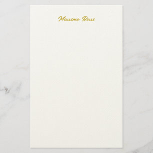 Kalligrafi Elegant Guld Vit Enkel Namn Brevpapper