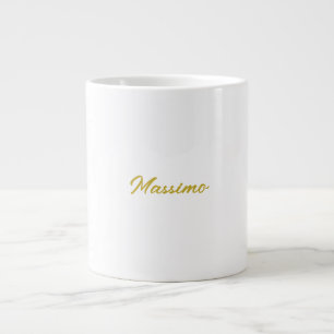 Kalligrafi Elegant Guld Vit Enkel Namn Jumbo Mugg