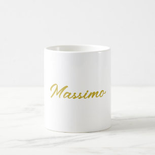 Kalligrafi Elegant Guld Vit Enkel Namn Kaffemugg
